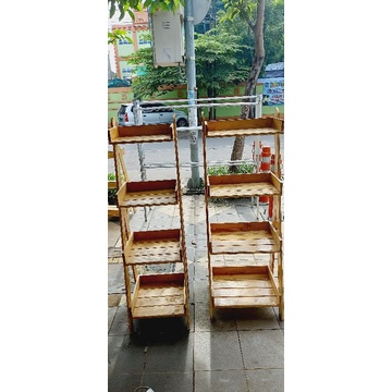 Rak Serbaguna | Rak kayu jati belanda susun 4 serbaguna | Rak Display Produk | Rak Susun | Rak Buku 