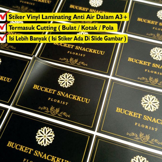 

[㊚E/E✔2] Cetak Stiker Custom Vinyl Transparan plus Laminasi Glossy / Dof per 1 lembar A3, stiker sticker label produk Hampers box dll/ kekiniaan!