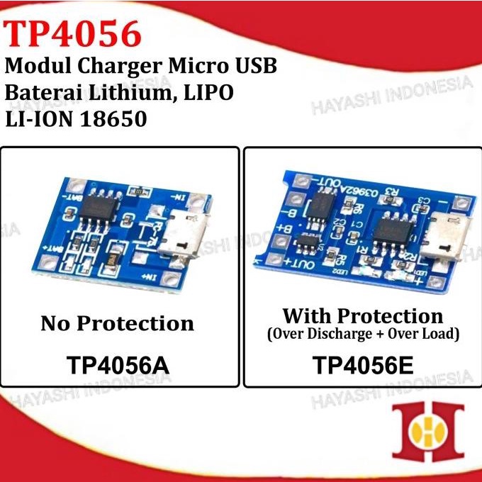 Modul TP4056 Micro USB Charger Cas Batre 18650 Baterai Lithium 5V 1A