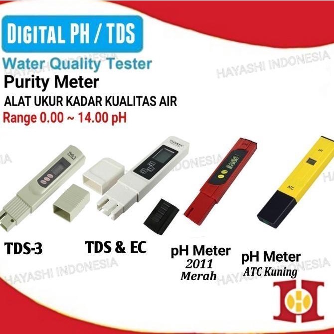 Alat Ukur Tester Hidroponik Air Aquarium Kolam Ikan PH EC TDS 3 Meter