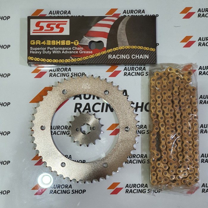 Gear Set SSS 428 CRF 150 L & Rantai SSS Hsbt Gold terpopuler