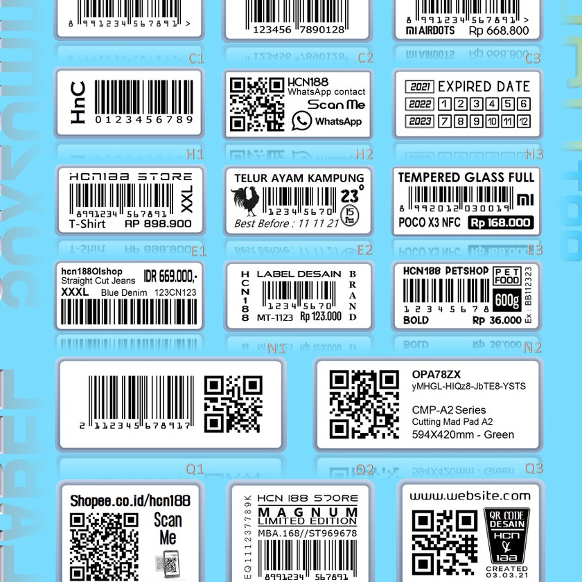 

(➸.JTW♡) Cetak Barcode Label & Desain 50X20mm- berkuaalitas!