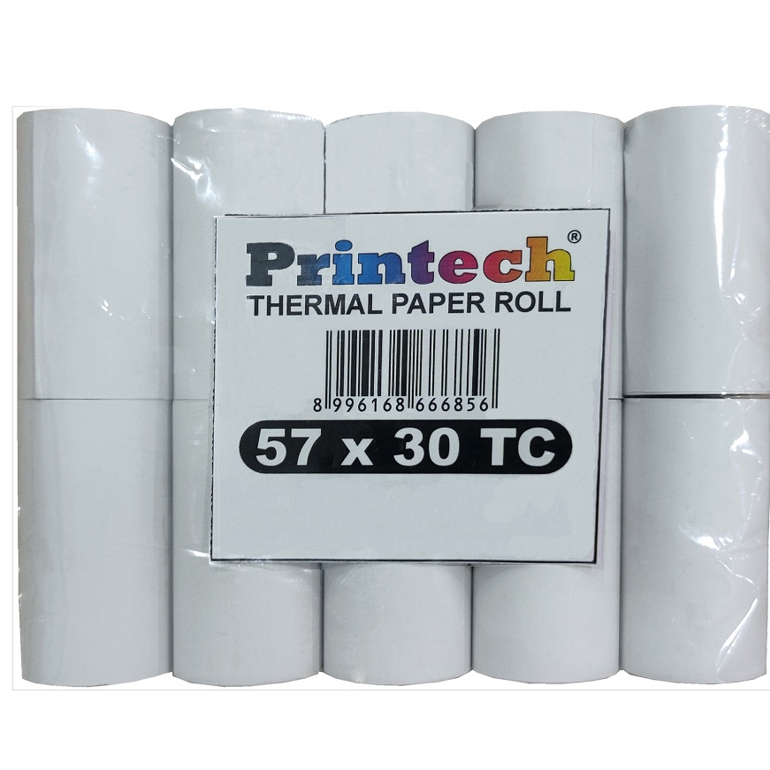 

(0Z♫L.㊚> PRINTECH Kertas Thermal Kasir 57x30 Coreless Tanpa Bungkus 10 Roll - 03002-TB superr.keren.