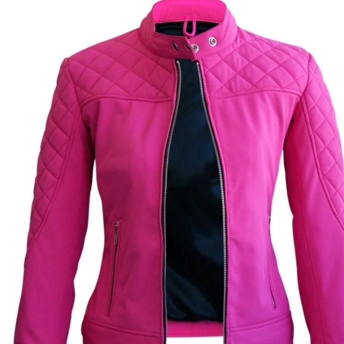 Jaket Kulit Pu Wanita Pink