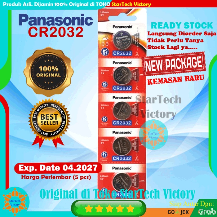 PANASONIC CR2032 CR 2032 CR-2032 Baterai Kancing 3V