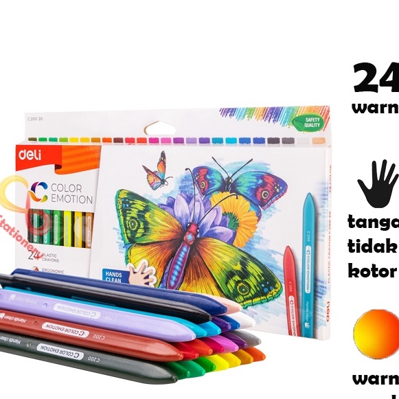 

[C✪ O☀6] Deli krayon plastik 24 warna anak sekolah plastic crayon - EC20020 - superr.keren.!!