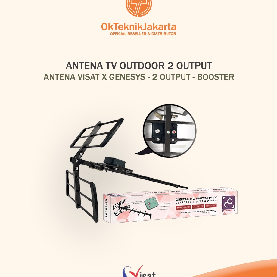 ↓ Antena TV Outdoor Digital + booster Visat 2 output bisa untuk 2 tv antena digital Genesys x Visat 