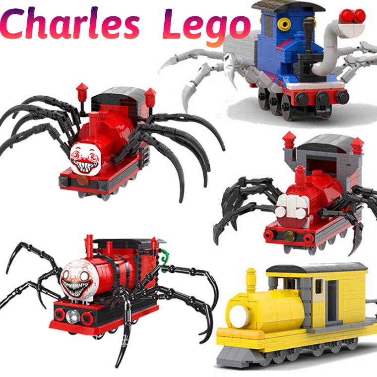 ↕ Choo Choo Charles LEGO Horror Game Charles Kereta Kecil Thomas Spider Train Blok Bangunan Mainan B