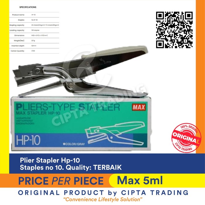 

Bestseller Stapler - Max - Pliers Stapler Hp-10