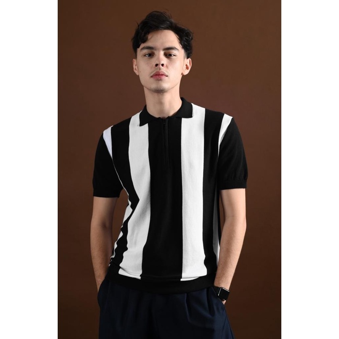 Kaos Polo Prepp Studio Zippy Polo Black White