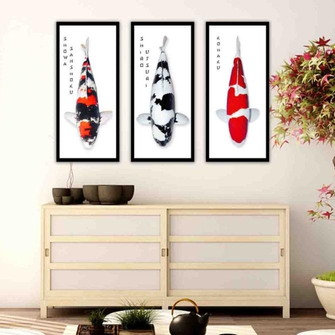 Hiasan Dinding Kamar Dapur Cafe Ruangan Lukisan Ikan Koi Jumbo Kohaku