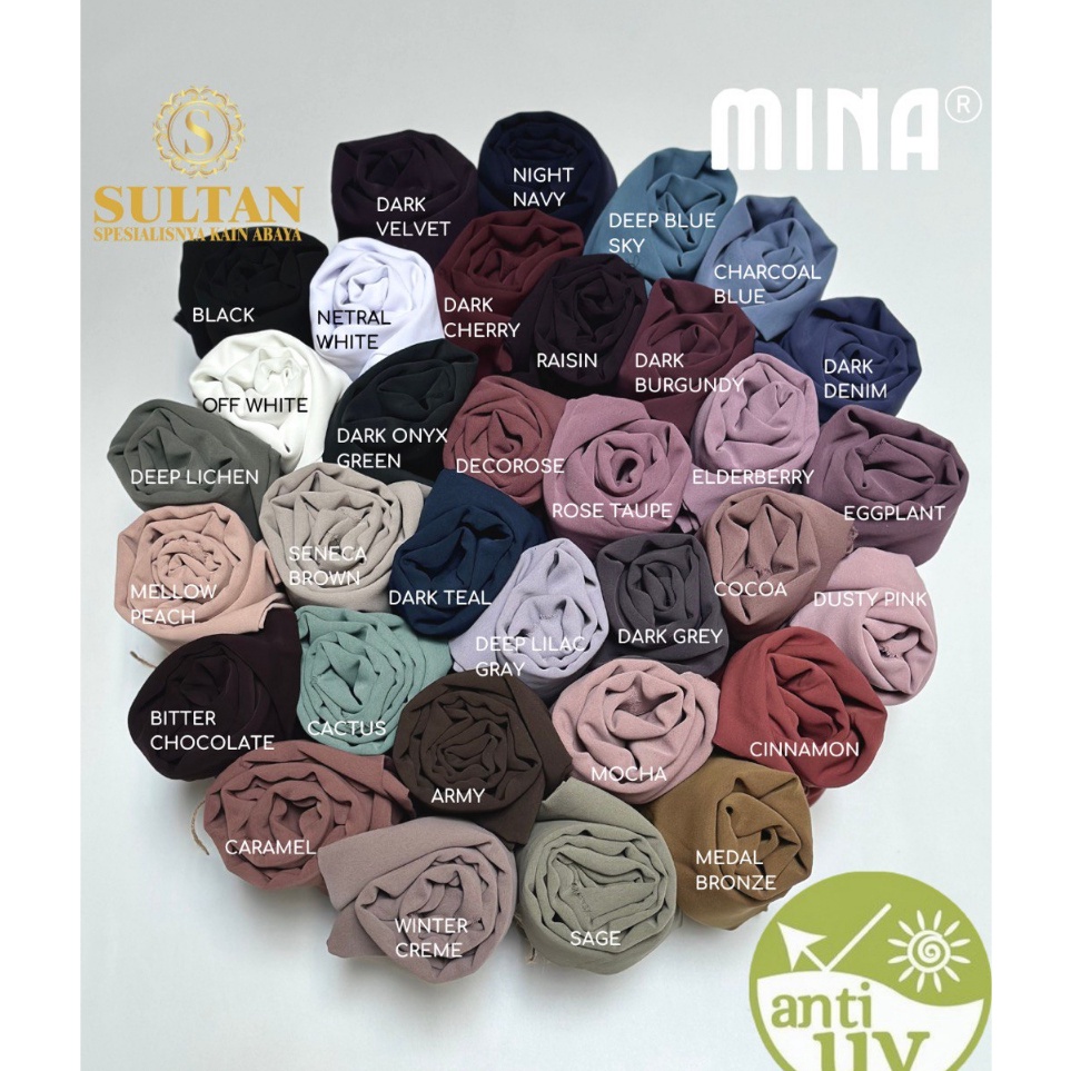 (32Y✩$➲ 50CM MINA ANTI UV POLOS WARNA LENGKAP KAIN ABAYA SULTAN ZXW4]