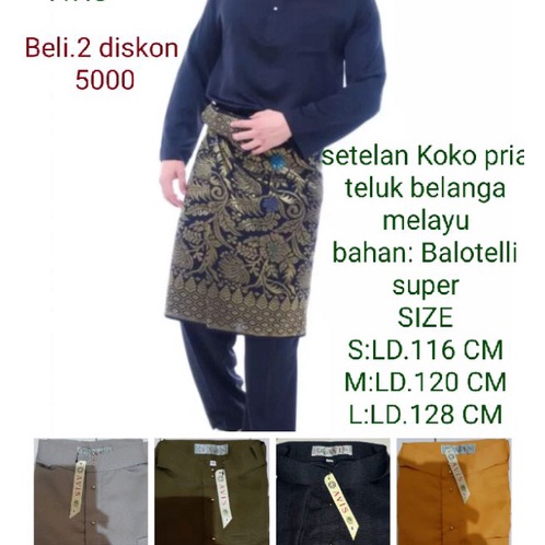 [T TK☆✯] SETELAN BAJU KOKO PRIA LENGAN BAJU MELAYU TELUK BELANGA PAKAIAN PRIA MUSLIM RDY SERAGAMAN P
