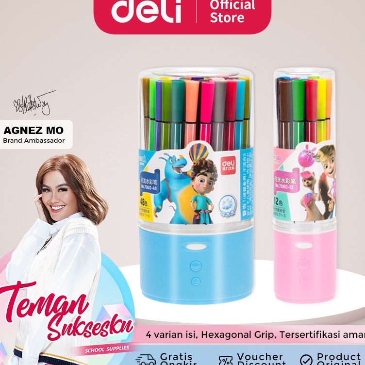 

Super Hits Deli Hexagonal Watercolor Marker Pen Spidol Warna 24/36/48 Warna 7060