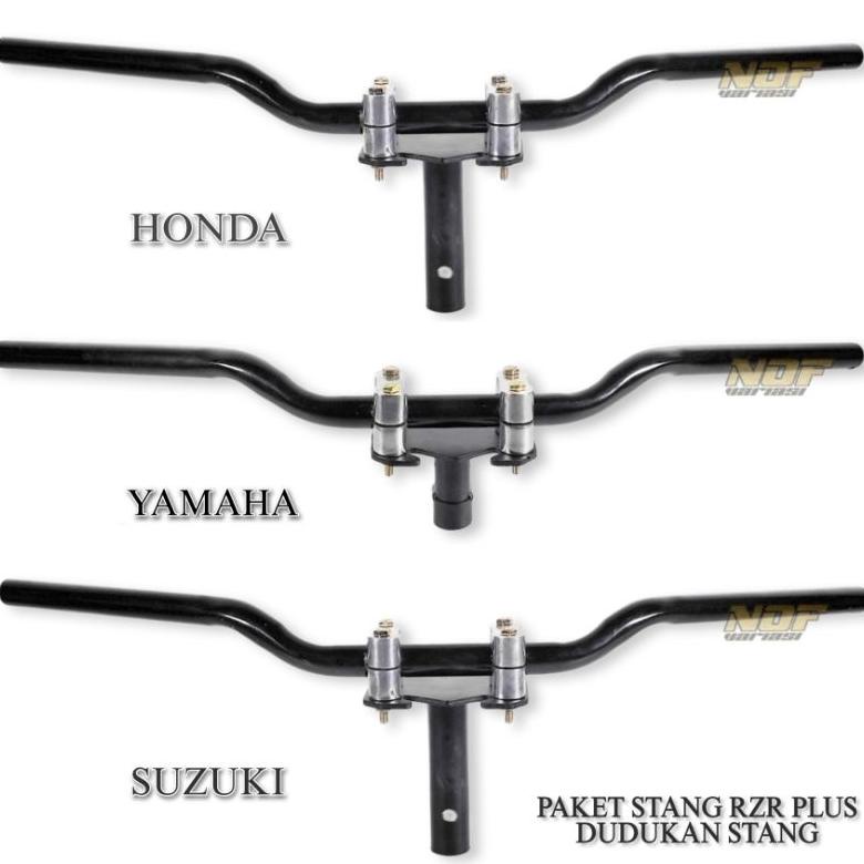 Stang Rzr plus Dudukan Stang Universal Honda Yamaha Suzuki Matic Bebek Paket Lengkap Satu Set Setang