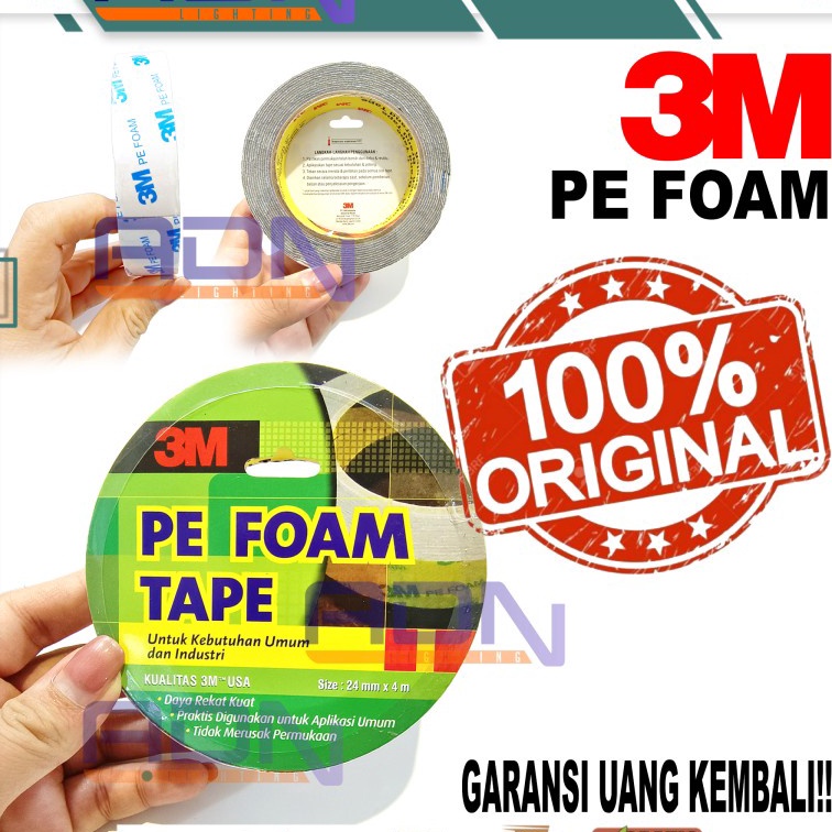 

[G❣㊖.DO) ADN.in 3M Double Tape PE Foam 1600TG 24 mm x 4mtr ORIGINAL ASLI USA /virral!