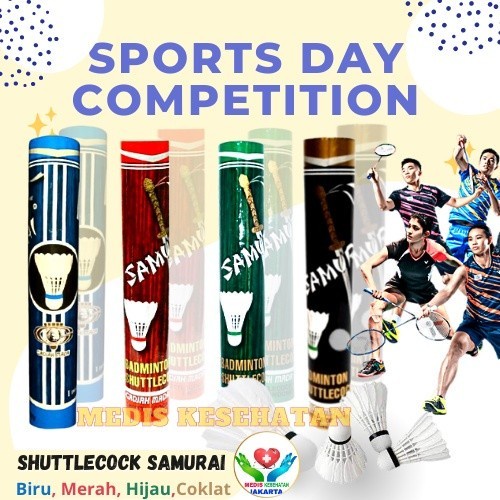Shuttlecock Samurai Badminton Samurai Hijau, Merah, Coklat, Biru