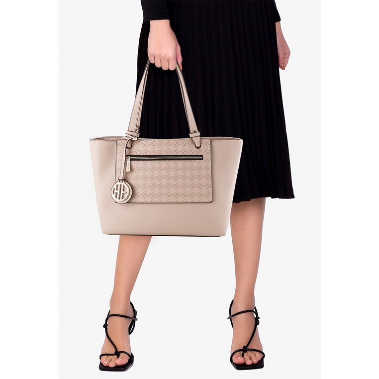 Tas Tote Bag Hush Puppies Original Wanita Satchel Kompartemen utama dengan resleting Lamaran Branded