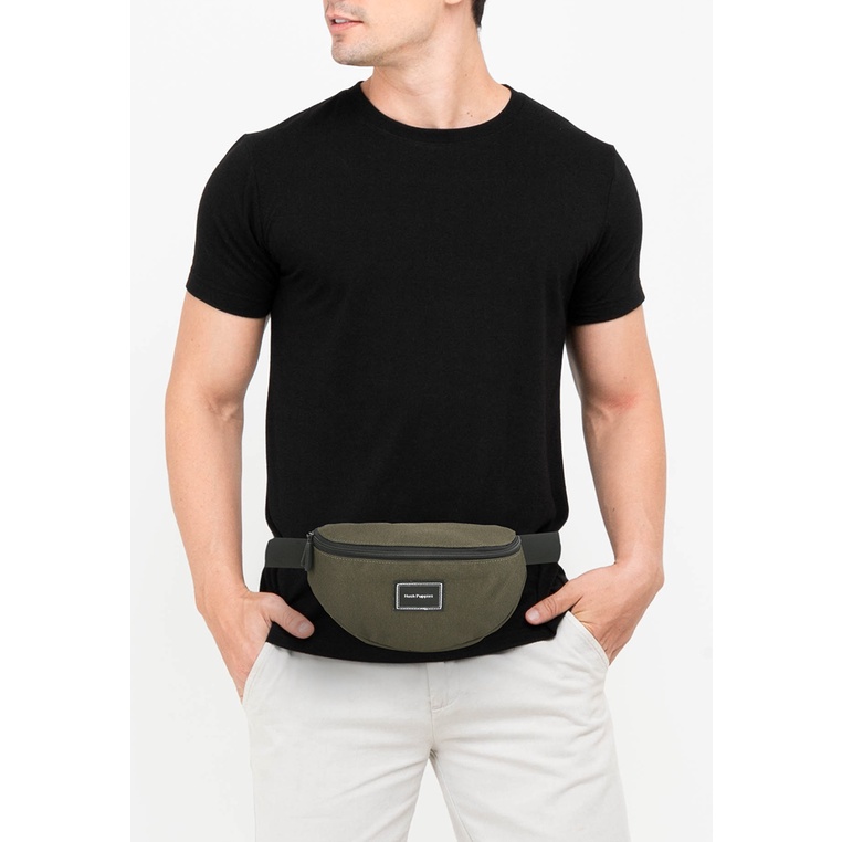 Tas Pinggang Hush Puppies Original Pria Waist Bag Casual dengan detail woven logo patch Nikah 100% O