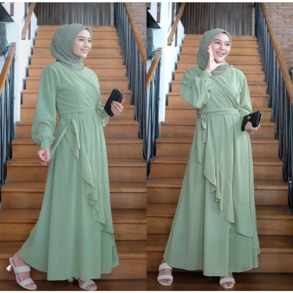 AZHRIFA FASHION-FREE BROS Meyhira Dress terbaru ceruty babydoll wanita muslimah mewah realpict trend