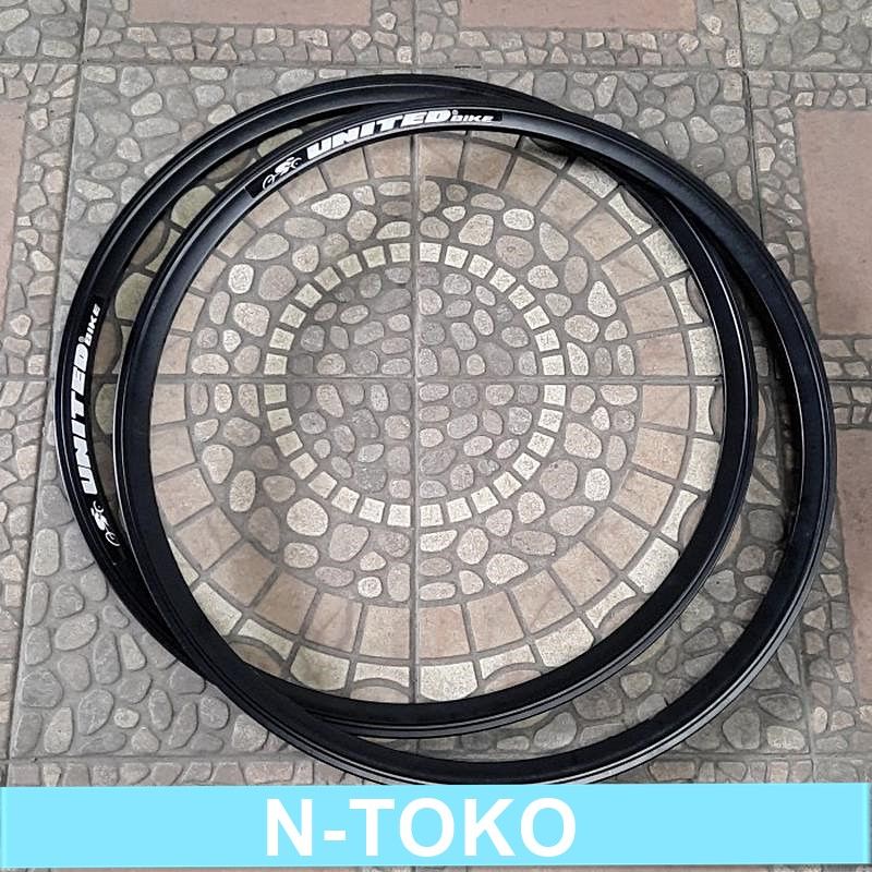 VELG - RIMS 700C UNITED 04B HITAM ALLOY 3CM 32h Dan 36h Sepeda Sparepart Termurah