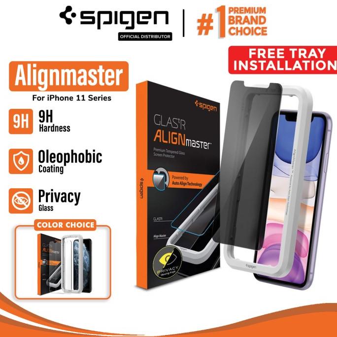 Tempered Glass iPhone 11 / Pro / Max / XS Max XS XR Spigen AlignMaster - 11 / XR, Privacy