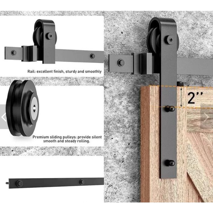 Pintu Geser Barn Door Sliding Besi Rel Pintu Geser Door Track 2 Meter