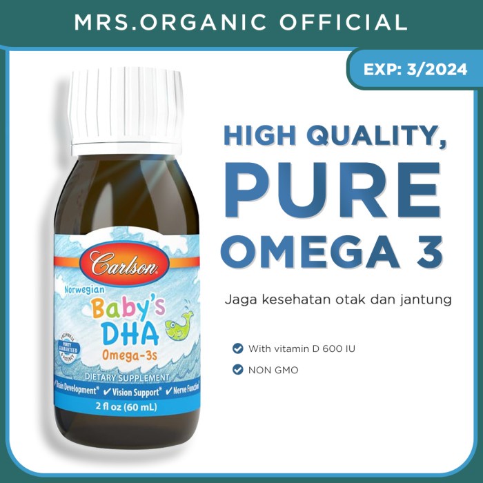 Carlson Baby Dha 920Mg With D3 60Ml - Omega Fish Oil Minyak Ikan Otak Bestseller Vitamin