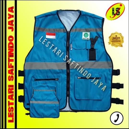 Bestseller Rompi Safety Vest Taslan Biru Pertamina-Rompi Safety Proyek Biru Muda