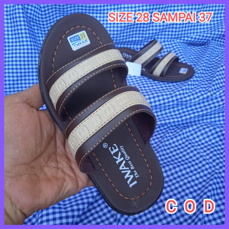 ( Bombastis Sale 9.9 ) Sandal Selop Slide Kulit Anak Anak Cewek Cowok SIZE 28 SAMPAI 37