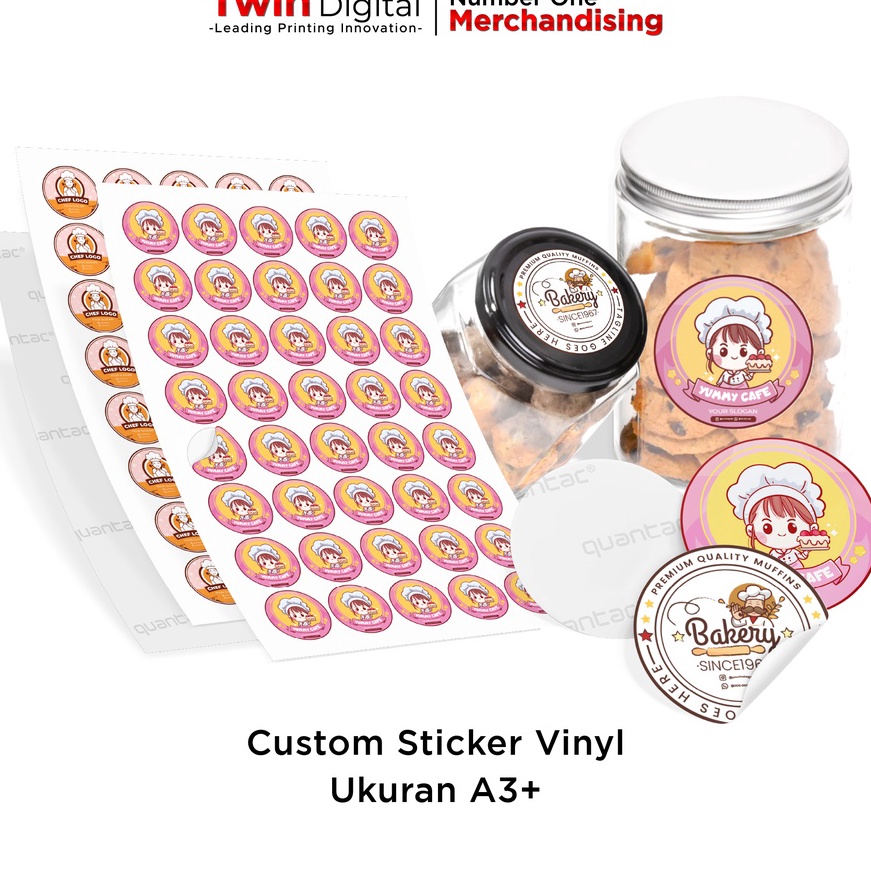 

(➸ B☼DP) Twindigital Custom Sticker Label Vinyl A3+ Kemasan Produk Olshop Makanan Minuman Waterproof - Stiker Label Vinyl Anti Air- paling.laris..!