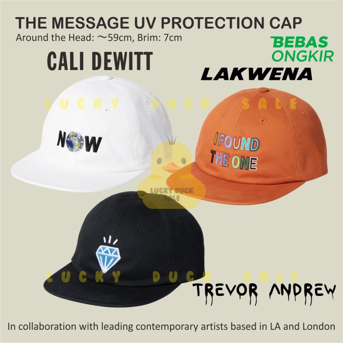 UNIQLO TOPI MESSAGE UV PROTECTION CAP CALI DEWIT LAKWENA ANDREW TREVOR