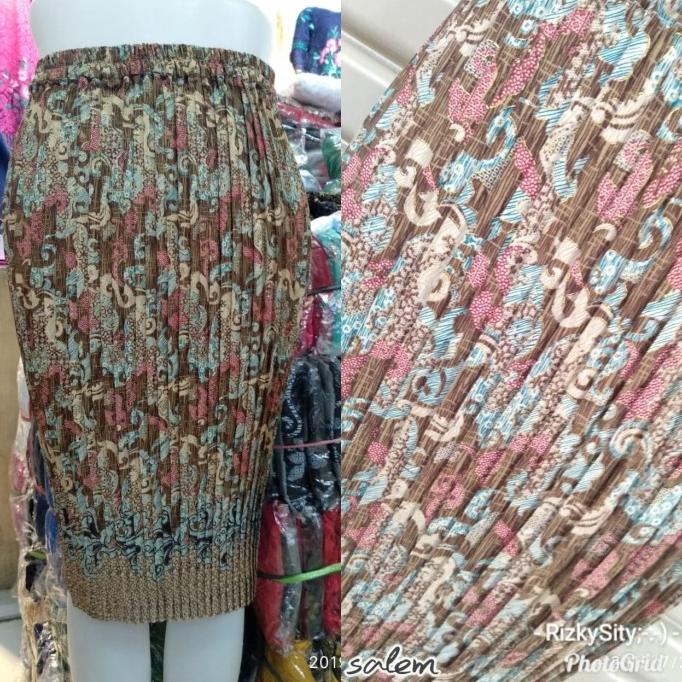 Ready Rok Plisket Pendek Nova Midi Batik Jumbo Wanita Terbaik