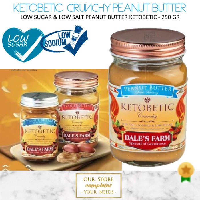 

Dale's Farm Ketobetic Crunchy Peanut Butter Selai Kacang low salt 250