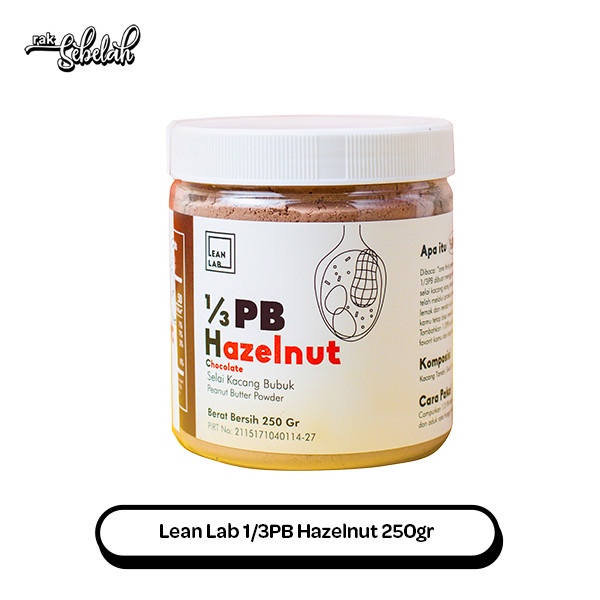 

Lean Lab 1/3PB Peanut Butter Powder Hazelnut 250gr Selai Cokelat Bubuk