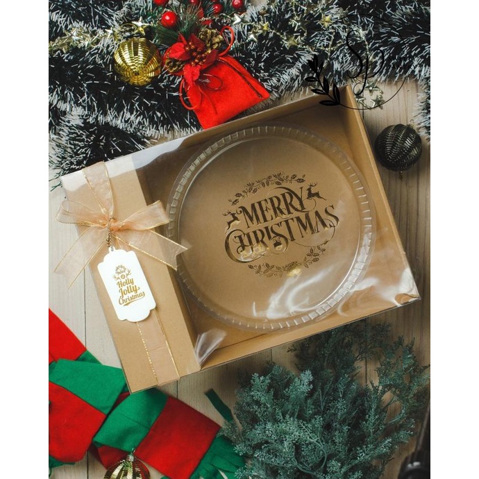 Buruan serbu] Dus Box Packaging Kotak kue Puding Sekat Window mika NATAL Uk 25