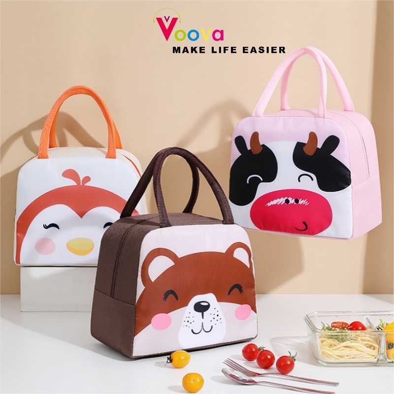VOOVA Tas Bekal Makanan / Tas Tempat Makan / Tas Bekal Karakter Lucu / Tas Makan Siang