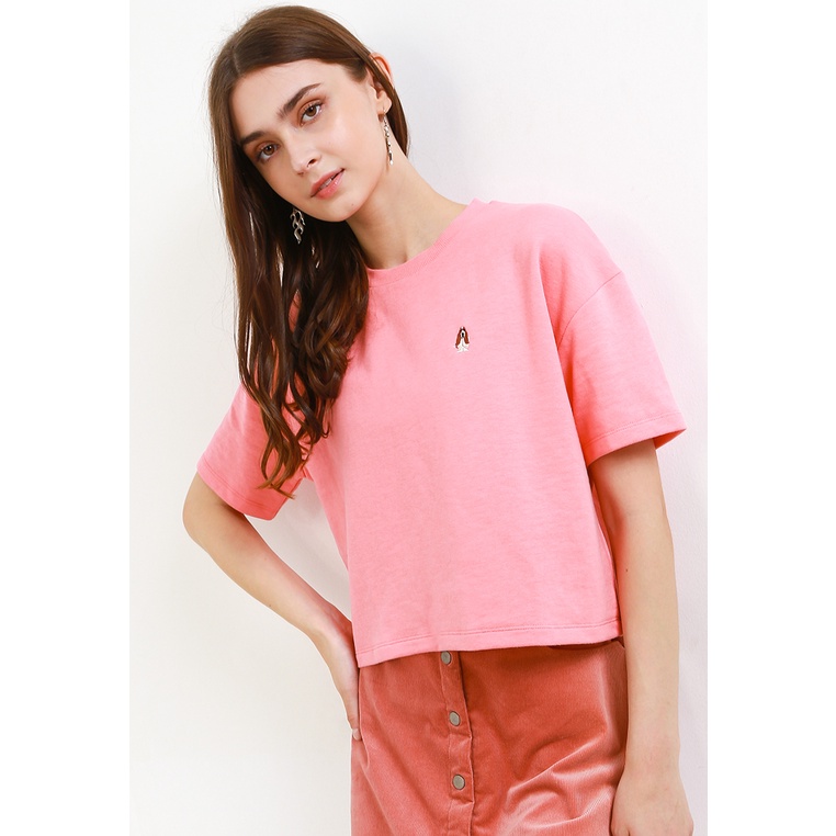 Kaos Hush Puppies Original Wanita Tee Kerah bulat Dinner 100% Ori Terbaru Vaia Cropped Perempuan Bas