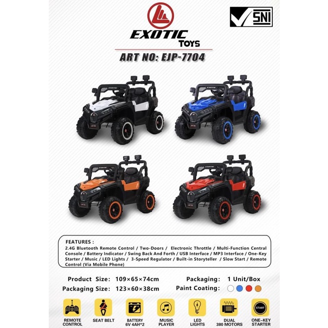 Mobil Aki Anak Jeep Exotic Ejp7704 Ejp7706 Ejp-7704 7706 Remot