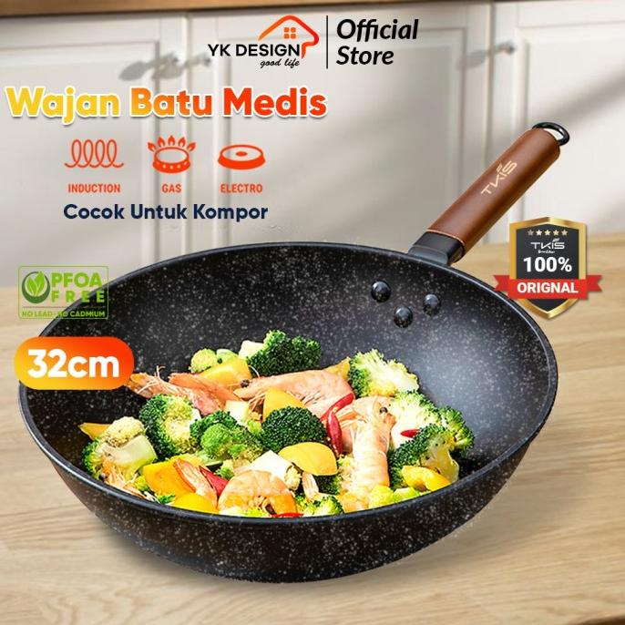 TKIS BY YK DESIGN TK-838 Wajan Goreng anti Lengket Batu Medis 32 CM