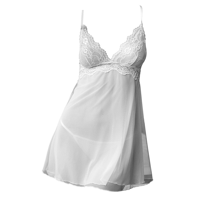 Lingerie Nightgown Tali Silang Putih Transparan