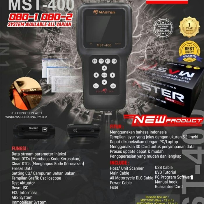 ALAT SERVICE INJEKSI SCANNER HONDA YAMAHA SCANNER RESET MST 400 MASTER
