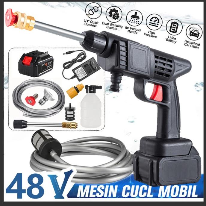 24V/48V Cordless Brushless Jet Cleaner Alat Cuci Mobil Pembersih Motor