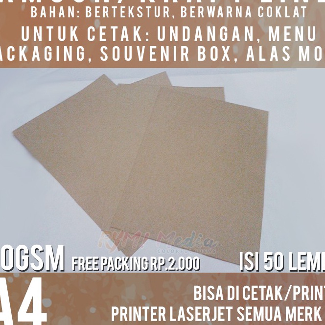 

[QV-✪❦P> Samson Kraft 200 gsm A4 isi 50 lembar / Kertas Samson Kraft Liner Tebal 200 gram Coklat packaamanah!