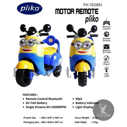 DISKON SPESIAL MOTOR AKI MAINAN ANAK PLIKO MINION PK 1508 TERBARU