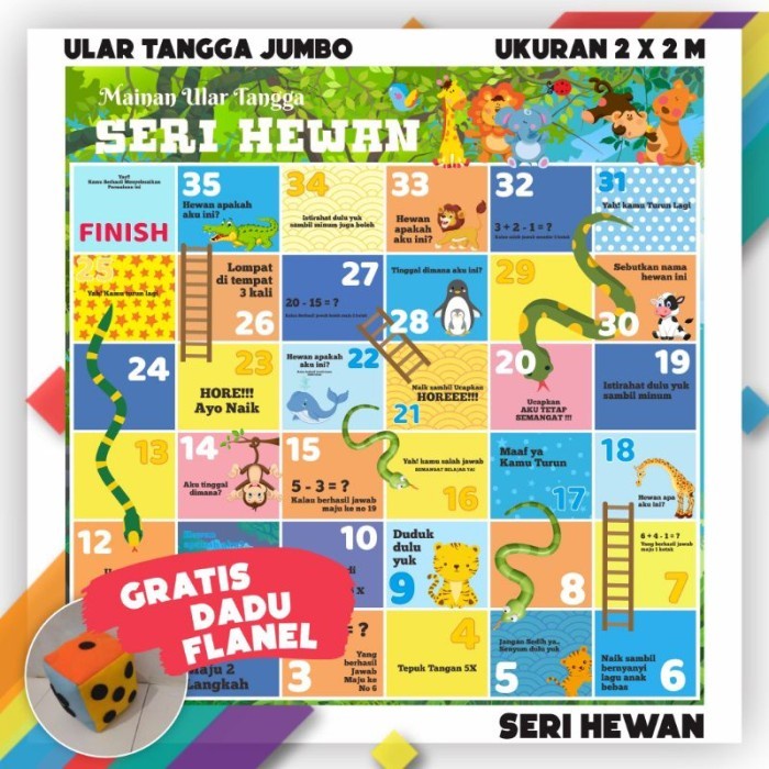 DISKON SPESIAL TERBAIK ULAR TANGGA JUMBO 100 ANGKA SERI NUSA RARA MAINAN EDUKASI TERBARU