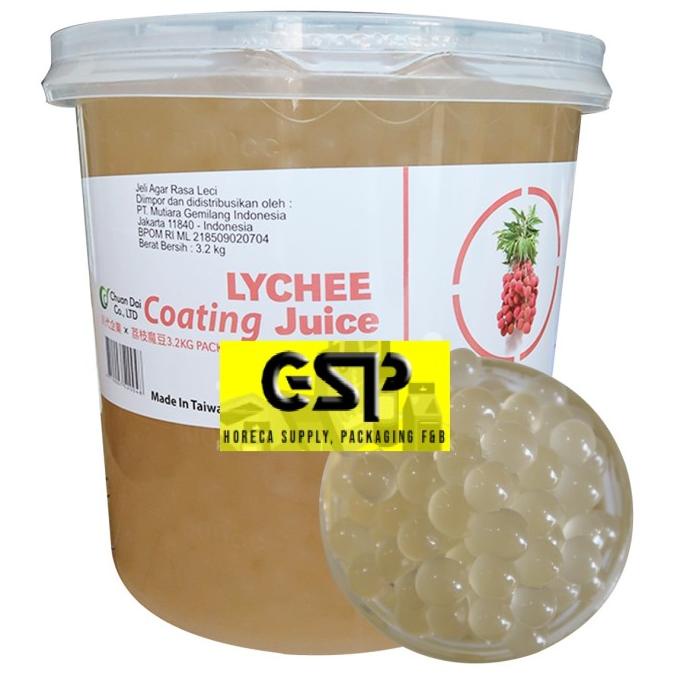 

Popping Boba Lychee Coating Juice 3.2kg / pail , Import Taiwan poping