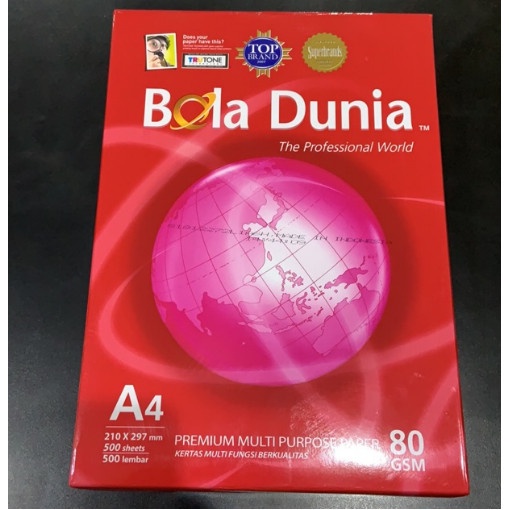 

(1 RIM) Kertas HVS A4 Bola Dunia 80 gr (Harga Khusus Online) MURAH