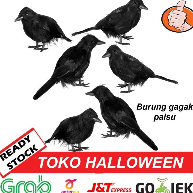 ] burung gagak hitam palsu dekorasi hiasan halloween crow bird