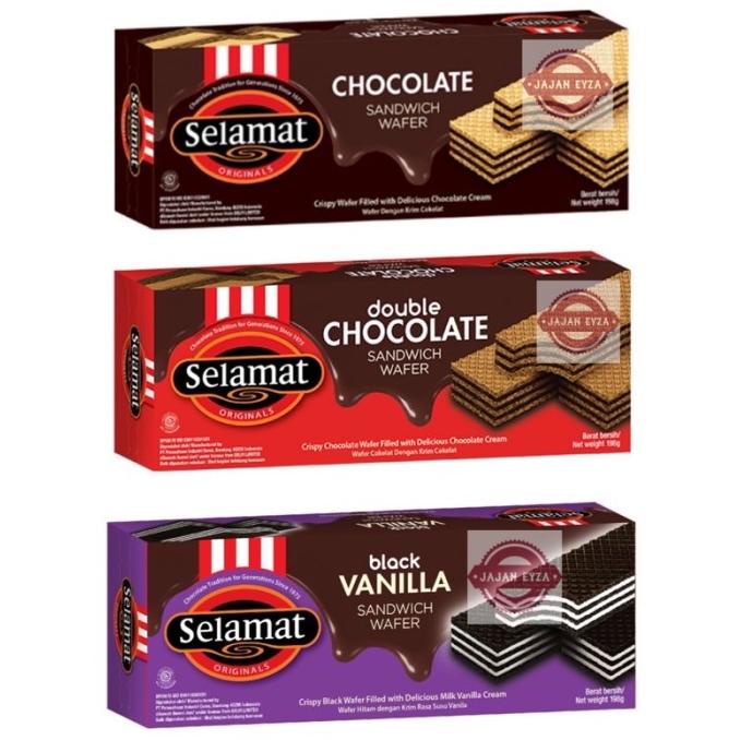 

{{{{}}] WAFER SELAMAT CHOCOLATE 198gr WAFER SELAMAT DOUBLECHOCO SANDWICH